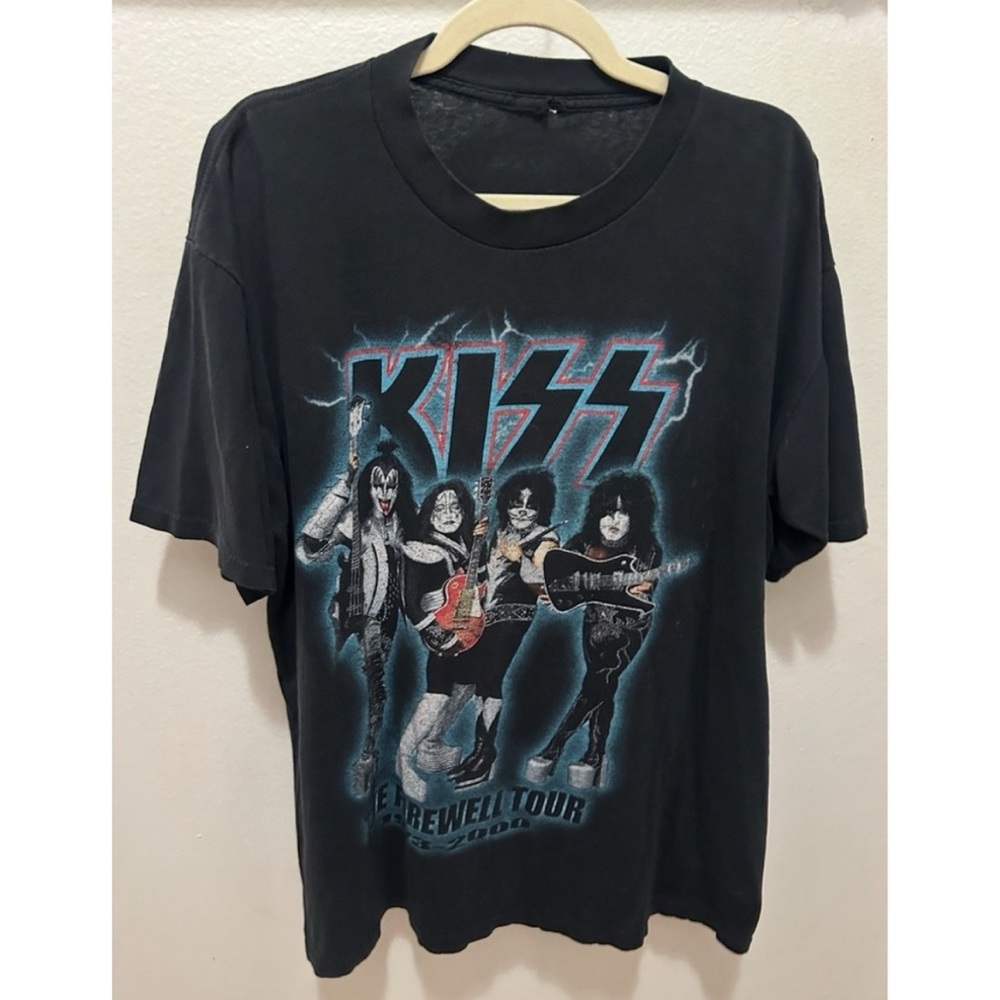 KISS VTG RARE 1973-2000 Farewell World Tour Band Tee T Shirt Double Sided Y2K